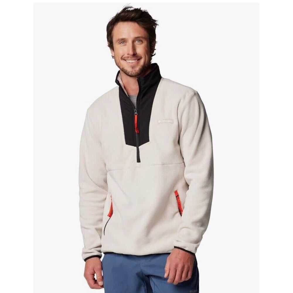 Columbia Sequoia Grove Men's Half Zip Fleece Dark Stone Small Coat Outerwear NEW